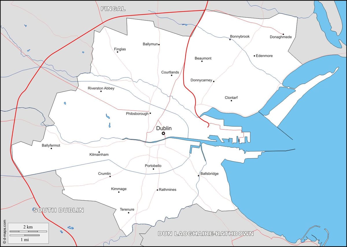 xəritə ətrafında Dublin