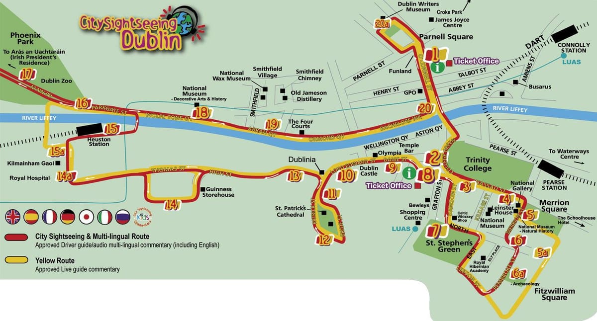 Dublin-hop-hop-off marşrut xəritəsi