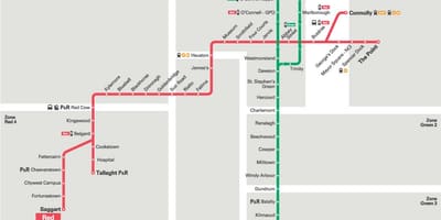 Dublin Луас qırmızı xətt xəritə